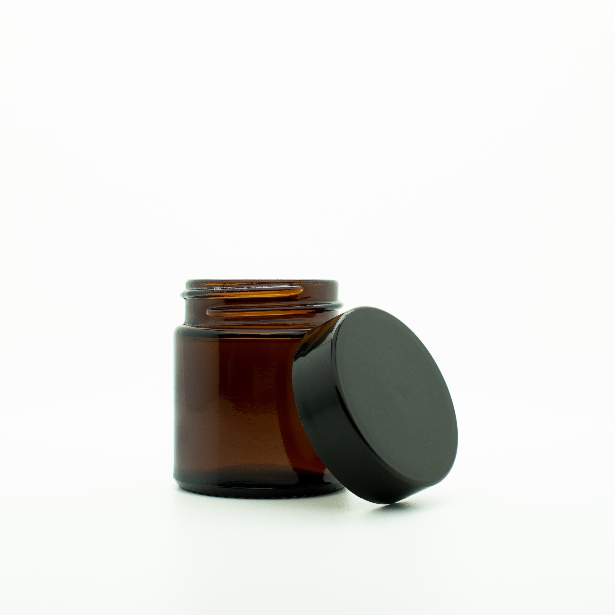 Amber glazen pot met zwarte deksel 30 ml