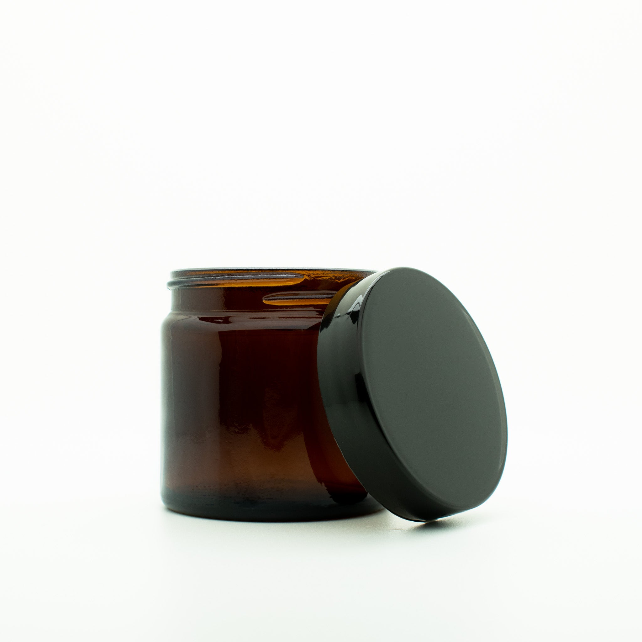 Amber glazen pot met zwarte deksel 60 ml