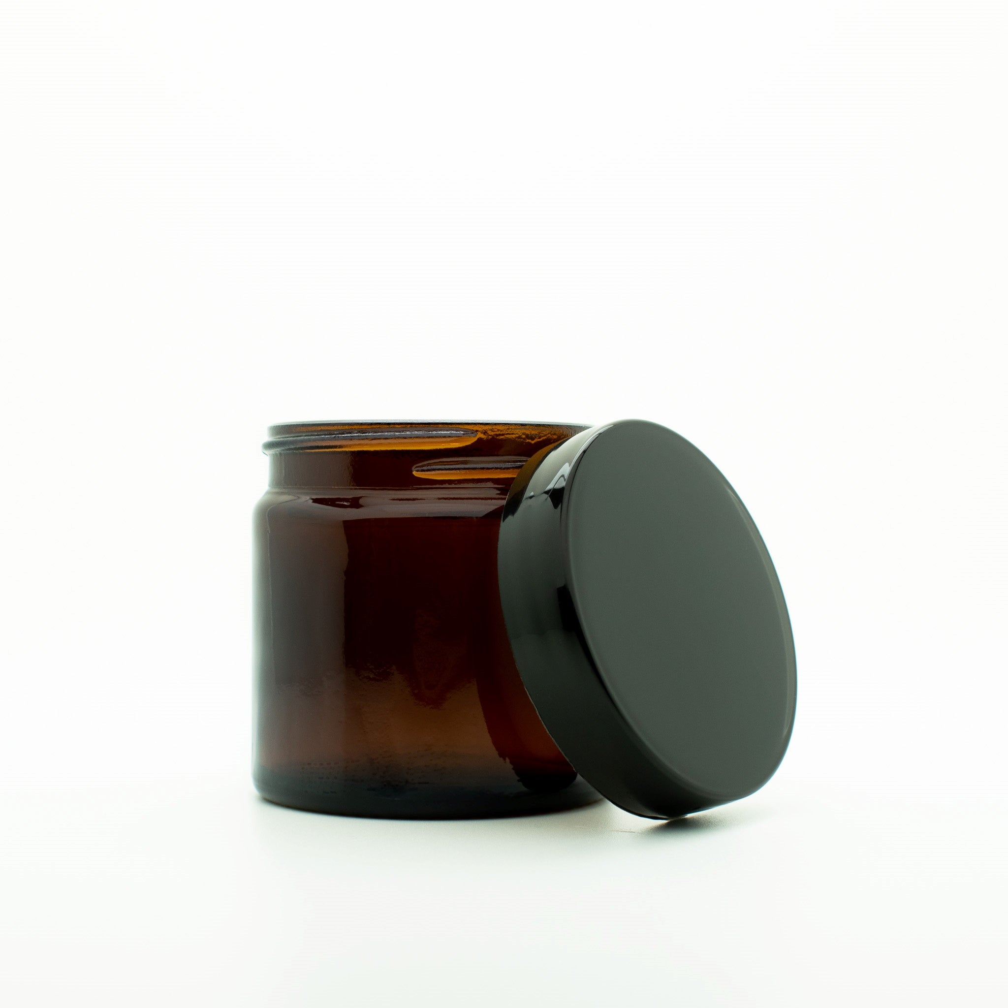 Amber glazen pot met zwarte deksel 60 ml