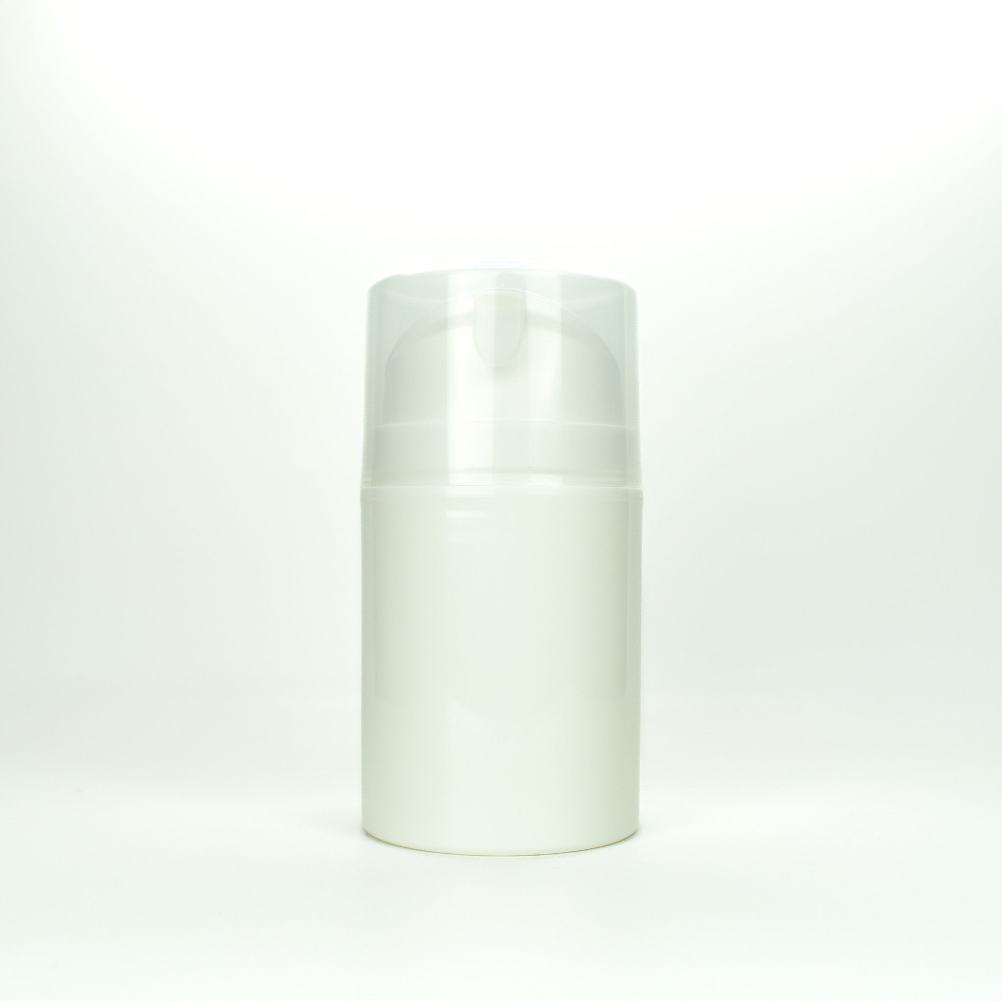 Witte airless dispenser met doorzichtige dop inhoud 30ml.