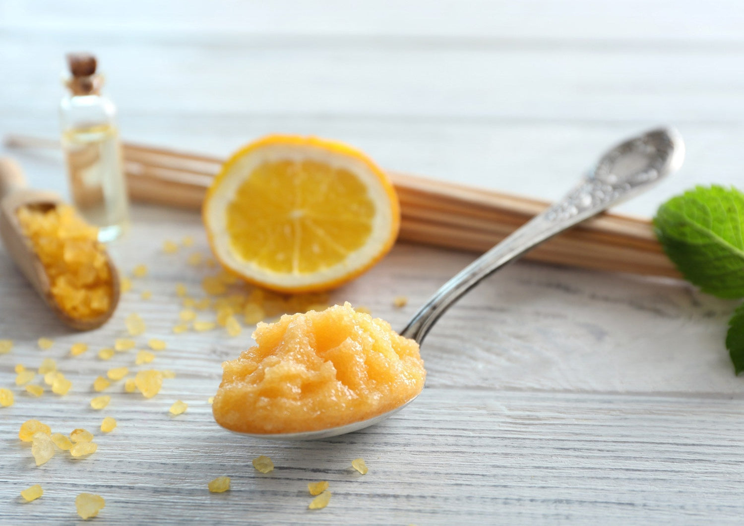 Foto van diy bodyscrub op lepel