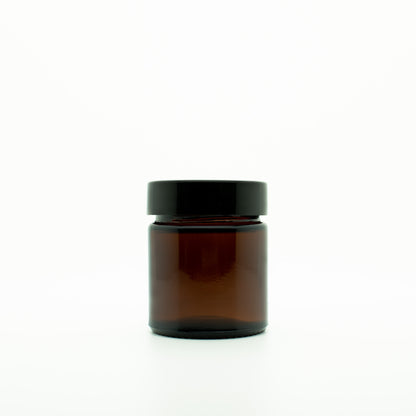 Amber glazen pot met zwarte deksel 30 ml