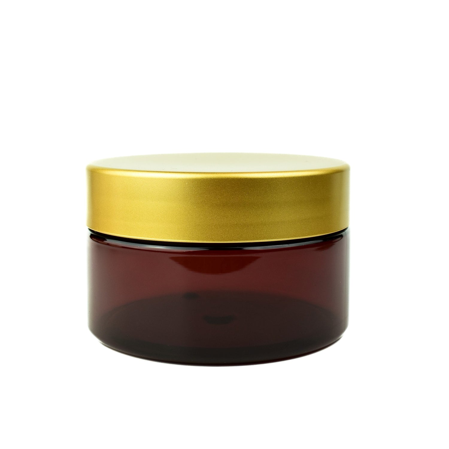 Pet pot amber kleurig met gouden deksel